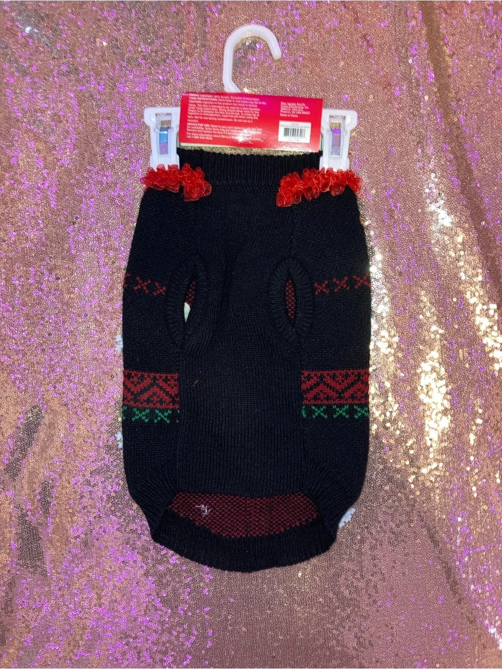 Black and Red Holiday Dog Sweater